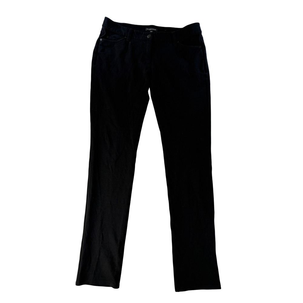 Eileen Fisher Pants Womens 8 Straight Leg Ponte Stretch Black Italian Fabric